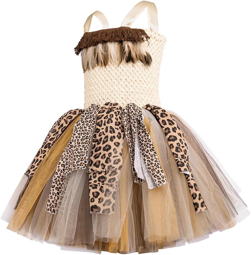 IDOPIP Girl Jungle Safari Halloween Costume Dress