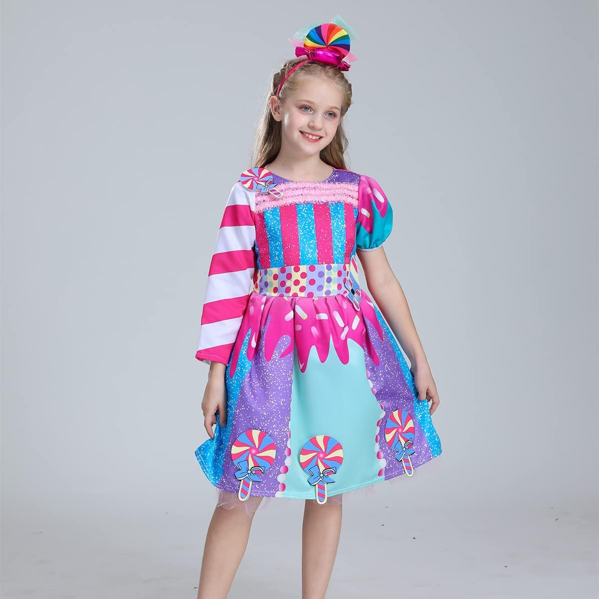 IDOPIP Rainbow Candy Tutu Dress for Girls 3-10Y