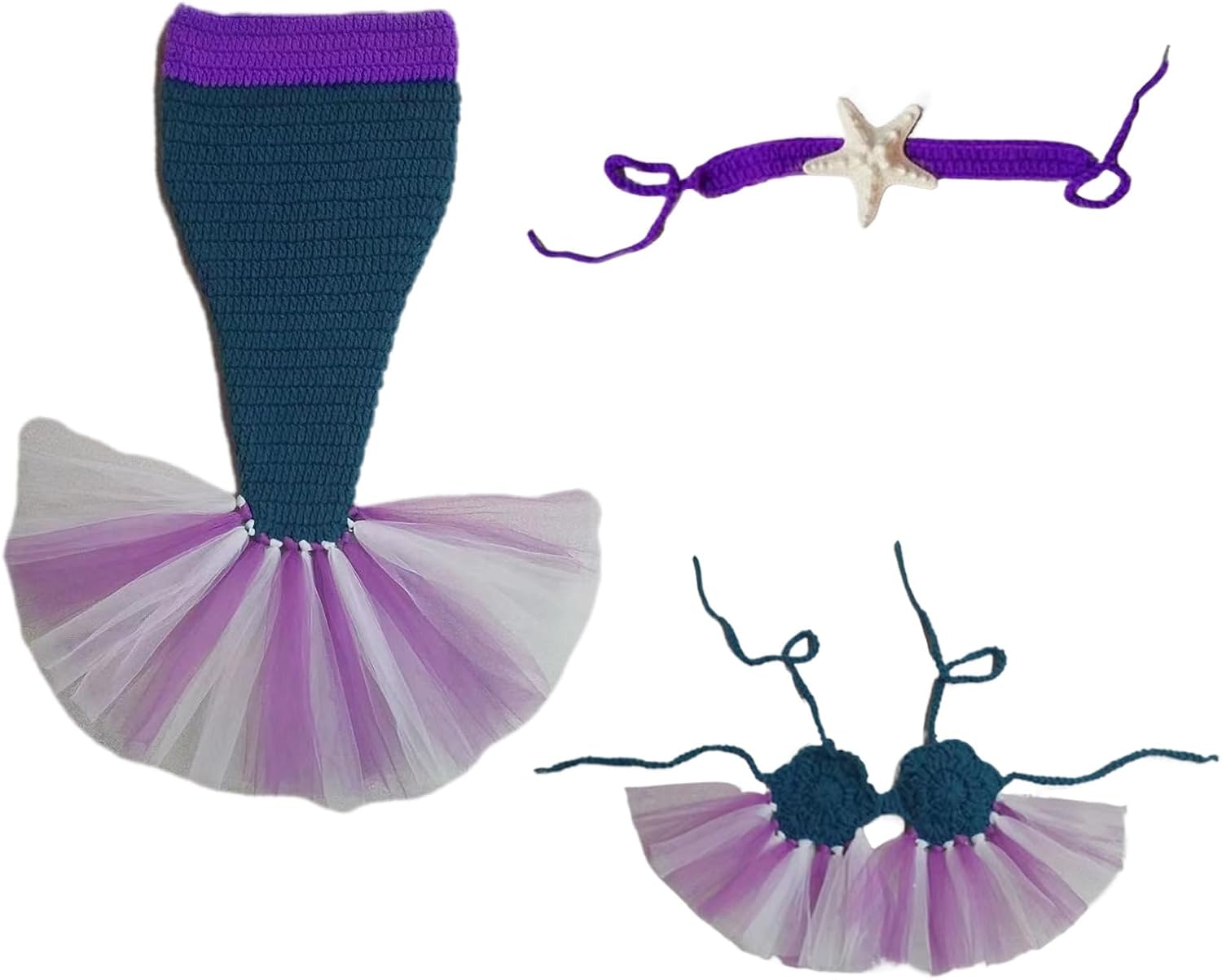 KLEYAO Newborn Baby Photography Props Mermaid Set