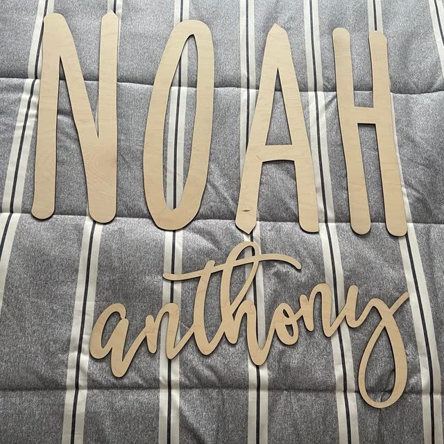 Custom Name Sign - Personalized Wood Decor with Childs Writing Font