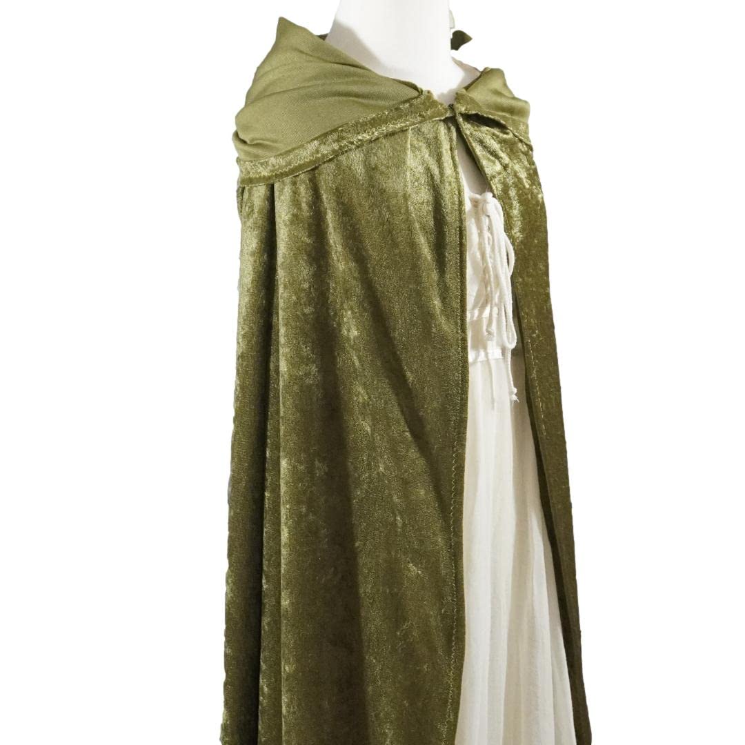 Olive Green Velvet Hooded Cape - All Sizes