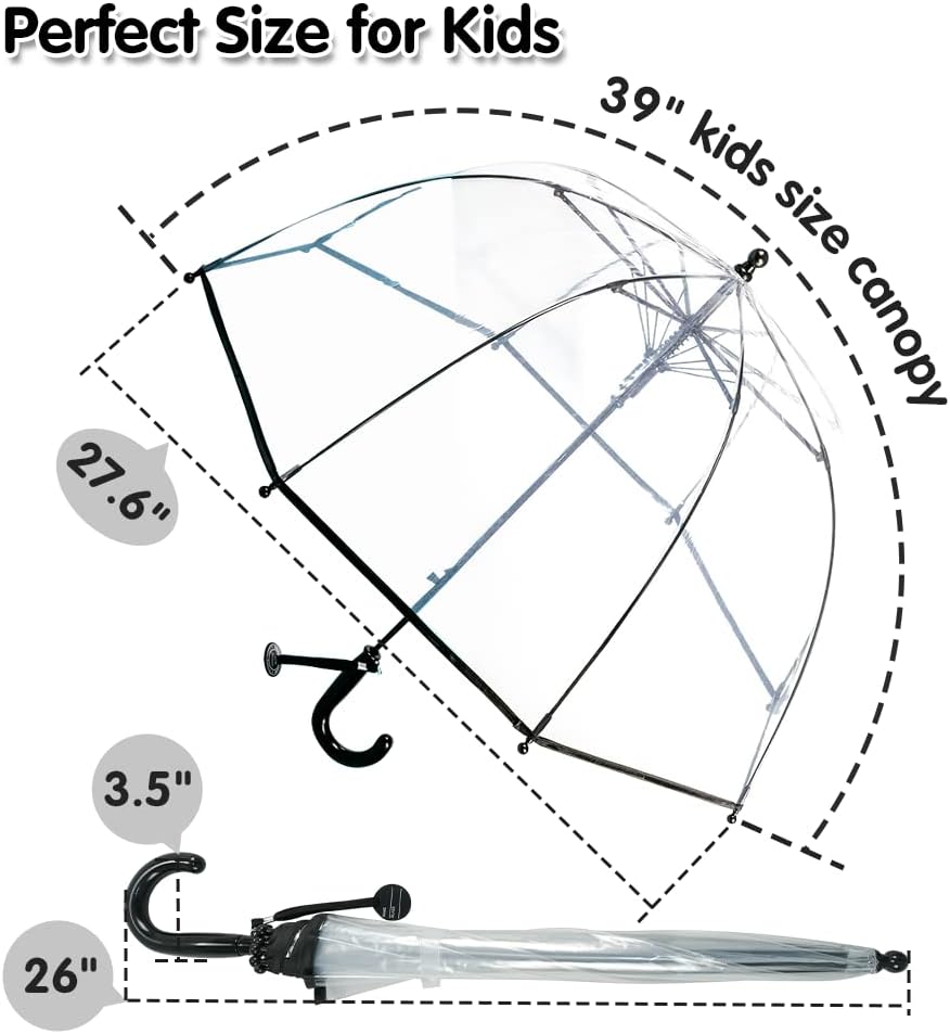 LLanxiry Kids Clear Bubble Umbrella Automatic Open Lightweight