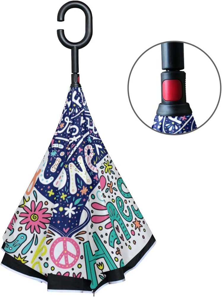 ALAZA Inverted Windproof Umbrella with Hook C-Handle