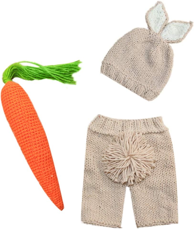IDOPIP Newborn Baby Easter Bunny Photo Costume Set