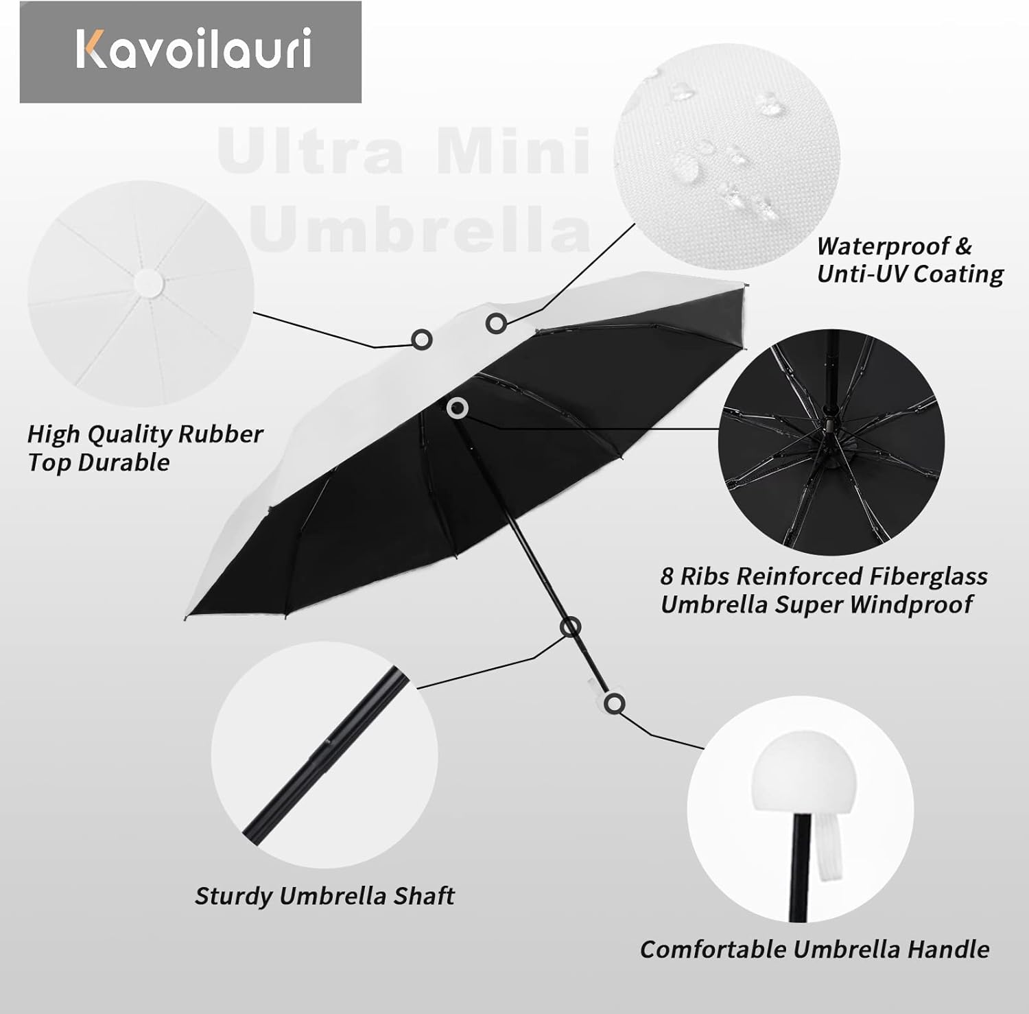 Kavoilauri Mini Folding Pocket Umbrella with Case