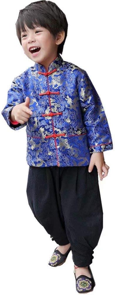 Little Boys Dragon Tang Coat Long Sleeve Costume Jacket 1