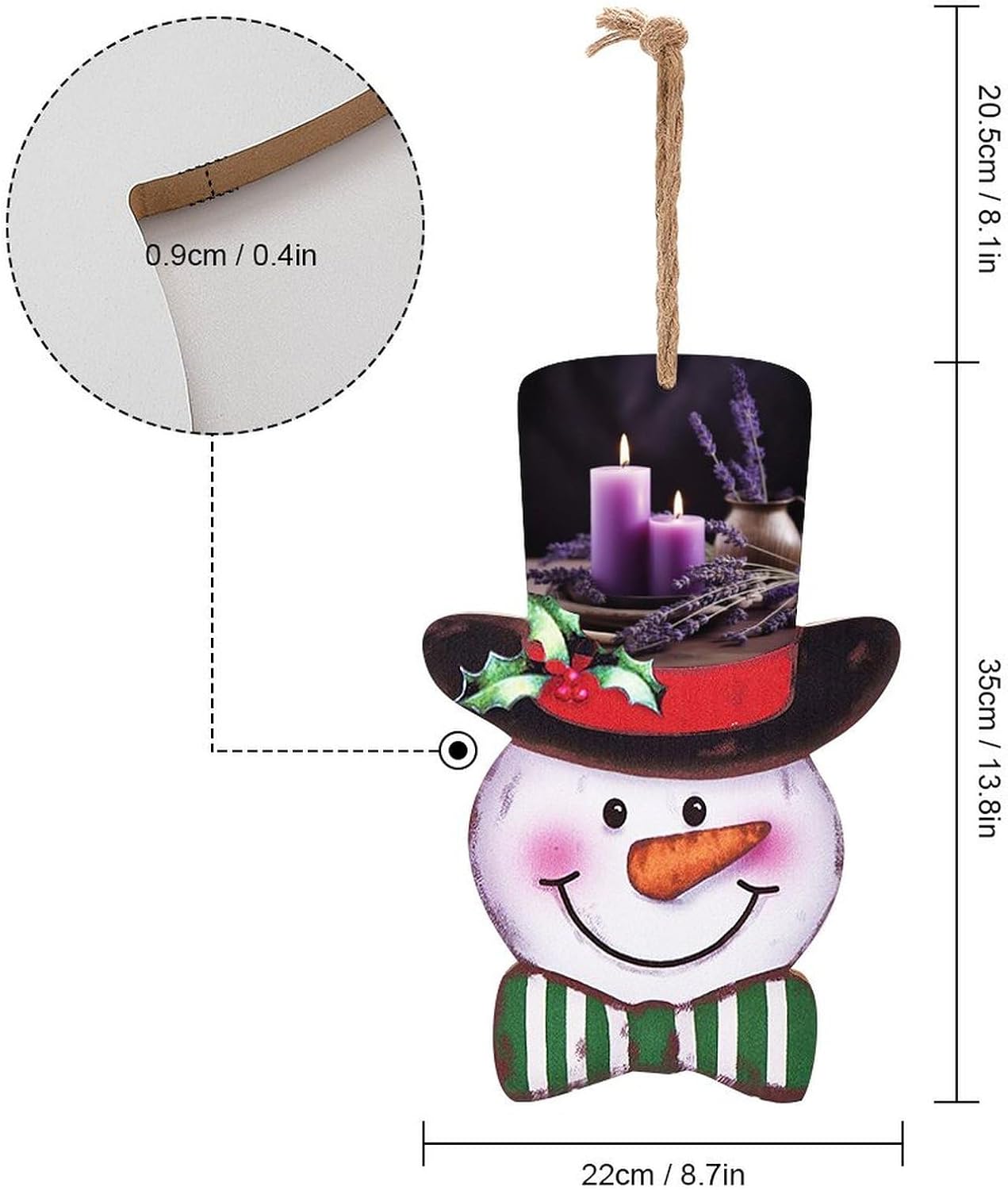 Christmas Wooden Sign with Purple Lavender and Candles