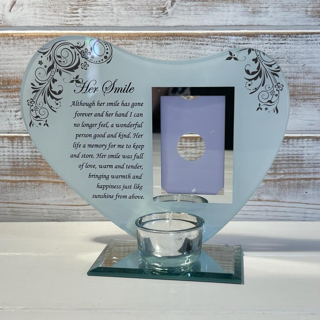 Thorness Her Smile Memorial Plaque with Candle and Photo Holder 1
