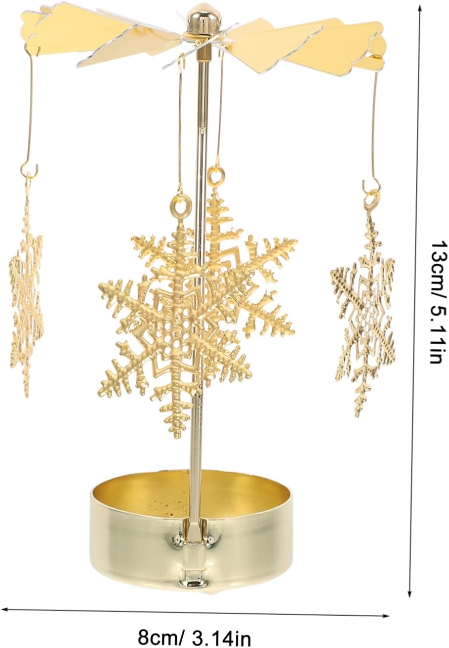 Unique Spinning Snowflake Candle Holder Iron Carousel Design