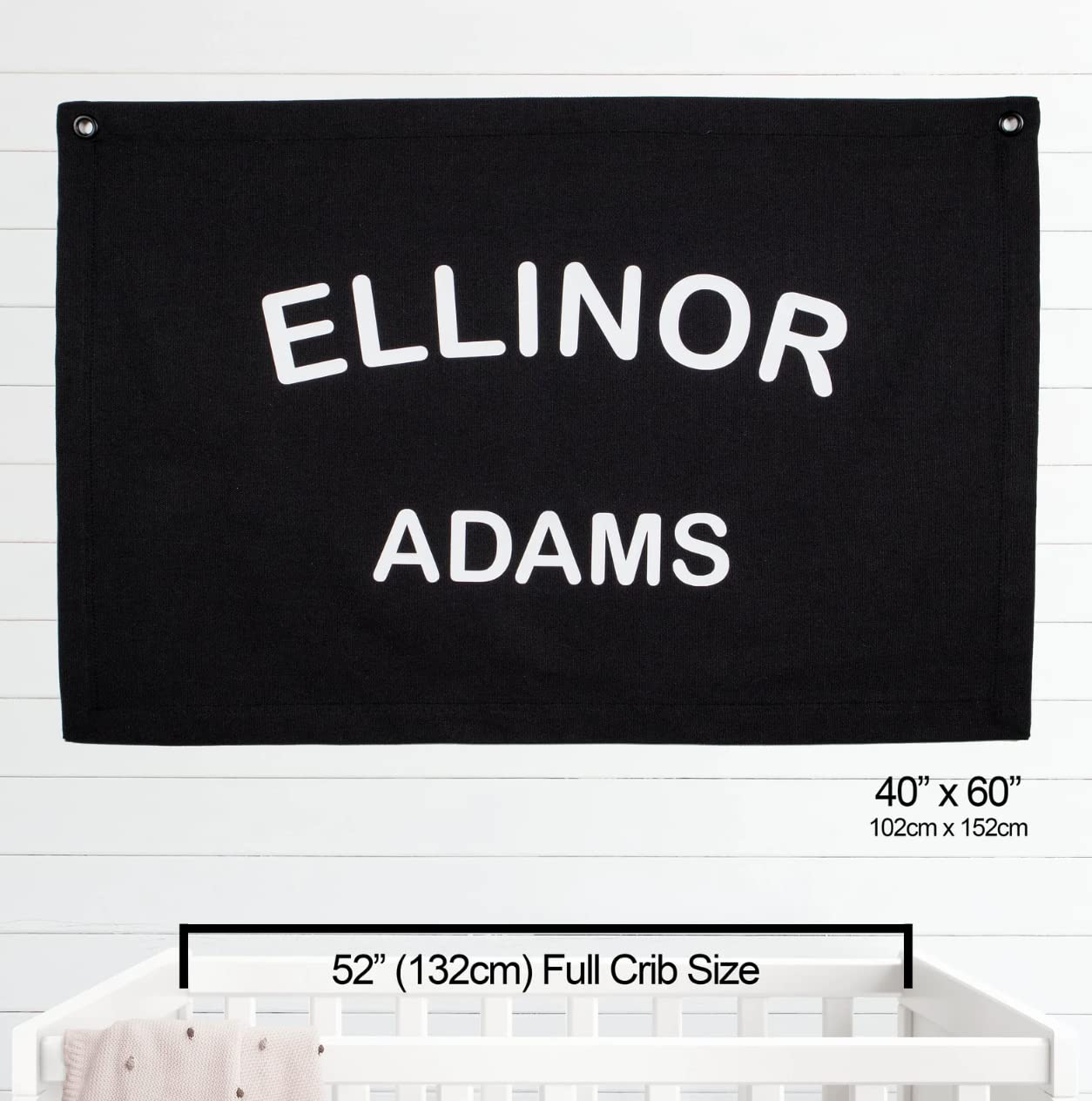 Personalized Baby Name Canvas Flag Boho Nursery Wall Art