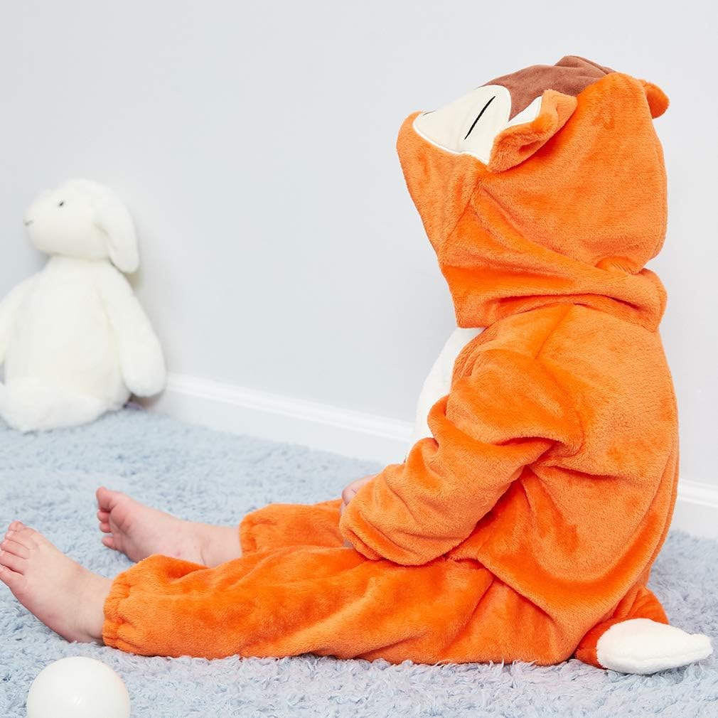 MICHLEY Baby Animal Costume Flannel Hooded Romper