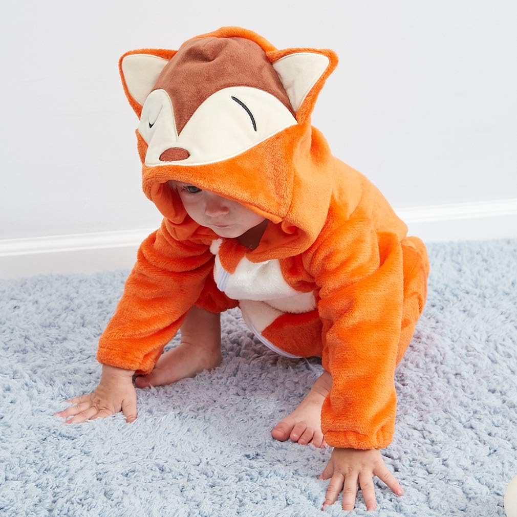 MICHLEY Baby Animal Costume Flannel Hooded Romper