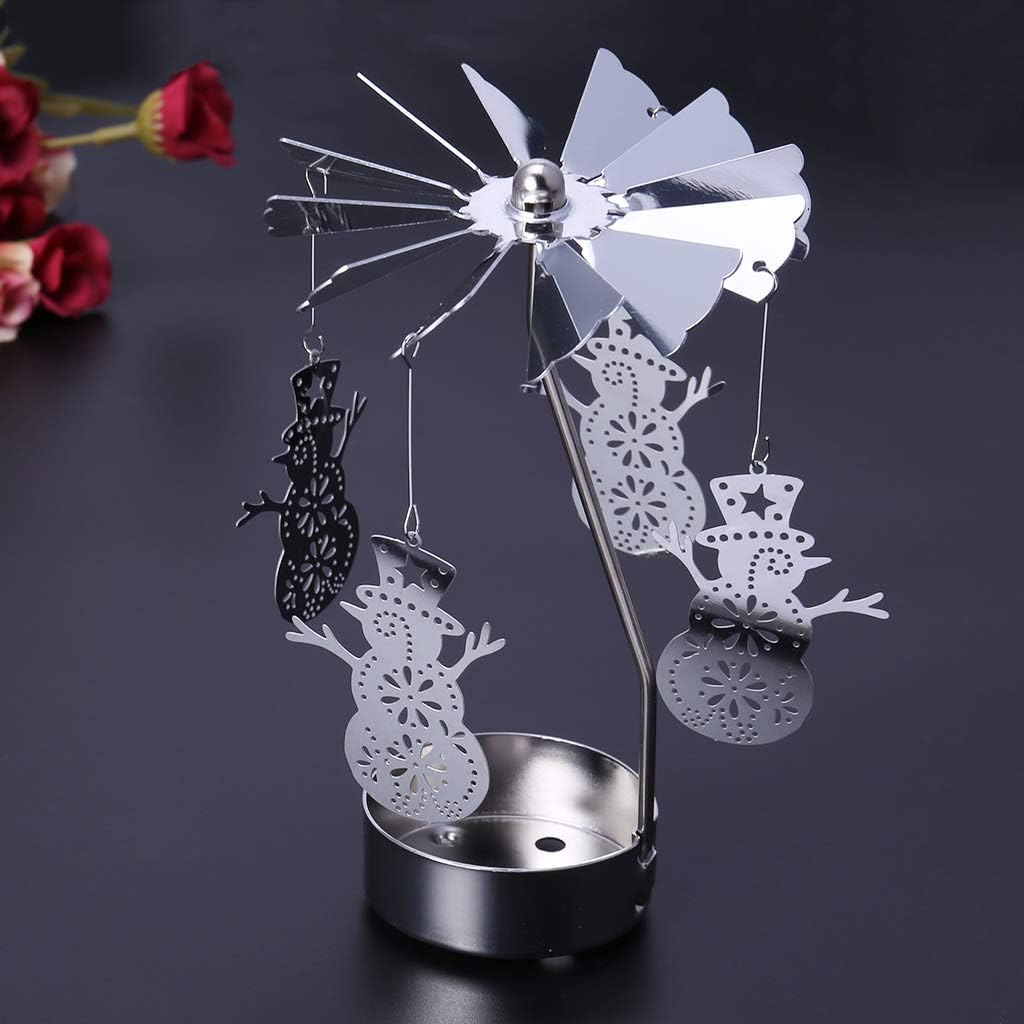 SOFEA Tea Light Candle Holder Snowman Spinning Carousel 1