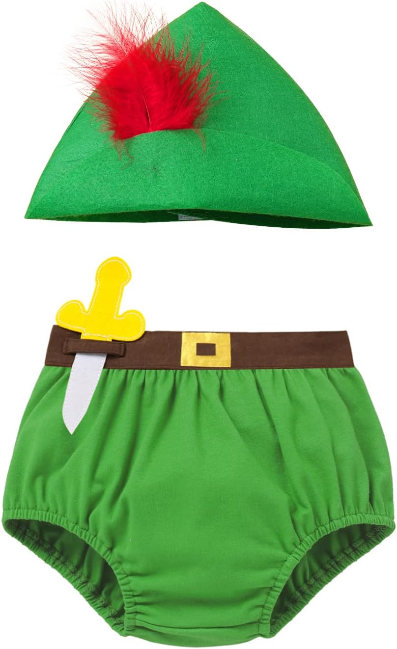 IMEKIS Baby Boy Green Halloween Costume with Belt and Hat