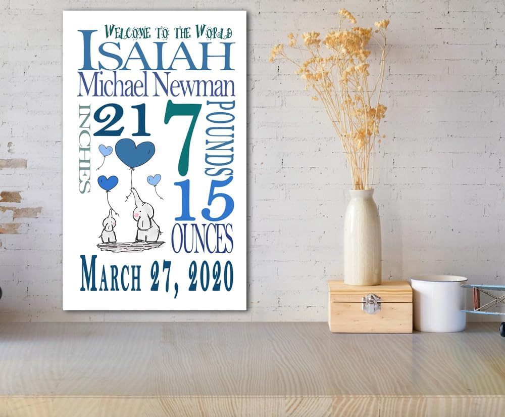 Personalized New Baby Boy Name Sign Birth Announcement Wall Decor