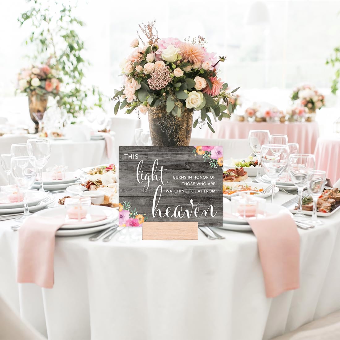Andaz Press Wedding Sign Rustic Gray Wood with Pink Floral Design