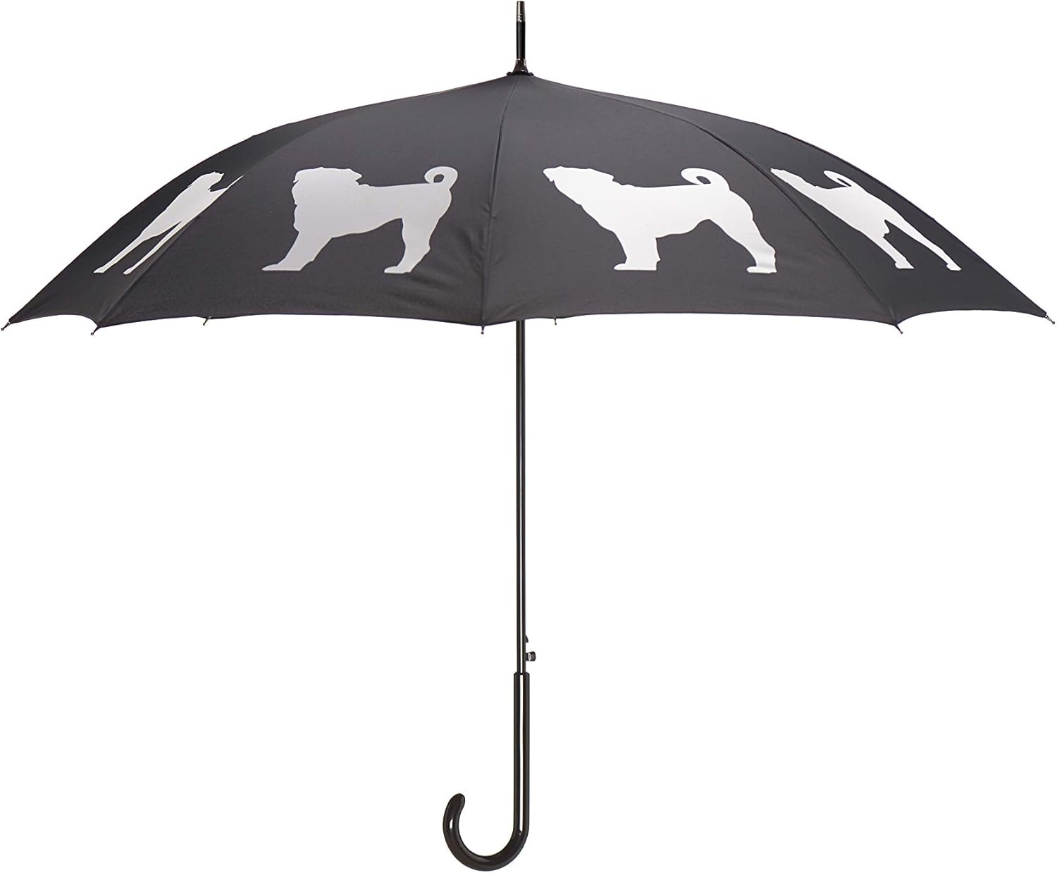 Premium Pug Rain Umbrella - White on Black Design
