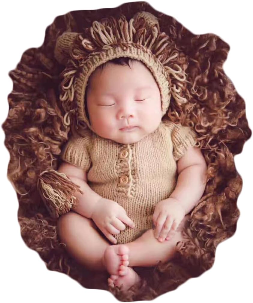 Coberllus Lion Baby Hat with Bodysuit Photography Set