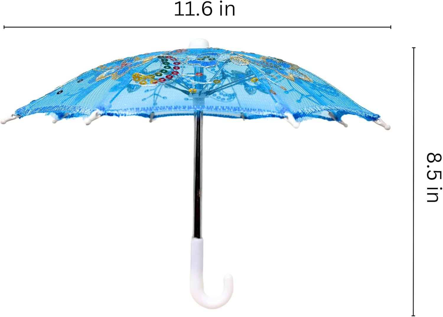 THY COLLECTIBLES 6 Mini Lace Parasols with Sequins