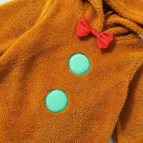 RWYBEIW Christmas Gingerbread Man Baby Costume Hooded Romper