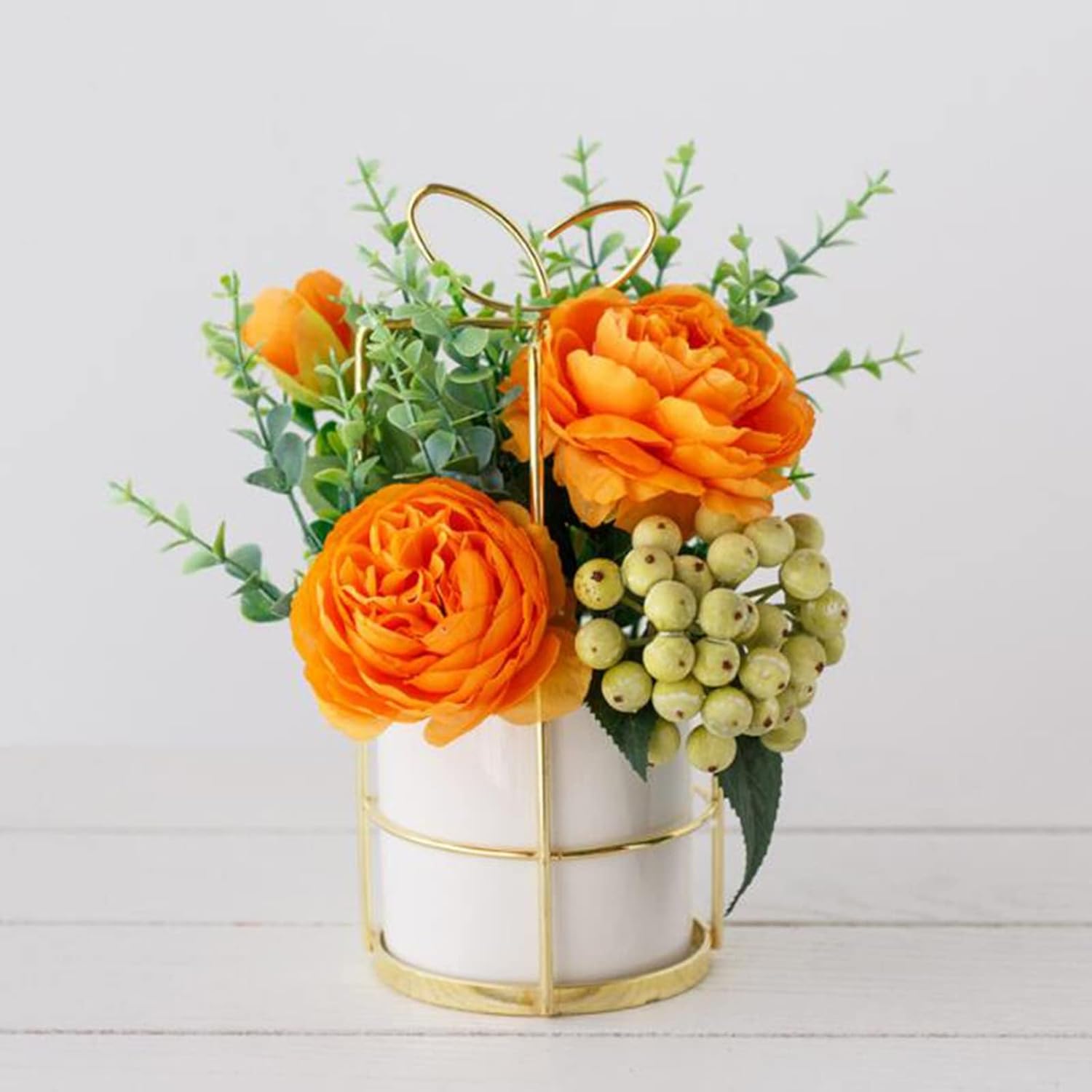 NDRFAWY Artificial Rose Indoor Decor with Ceramic Vase