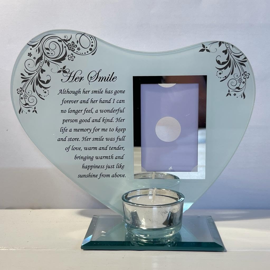 Thorness Her Smile Memorial Plaque with Candle and Photo Holder 1