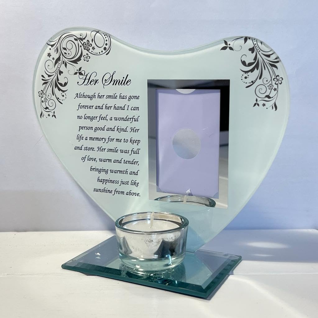 Thorness Her Smile Memorial Plaque with Candle and Photo Holder 1