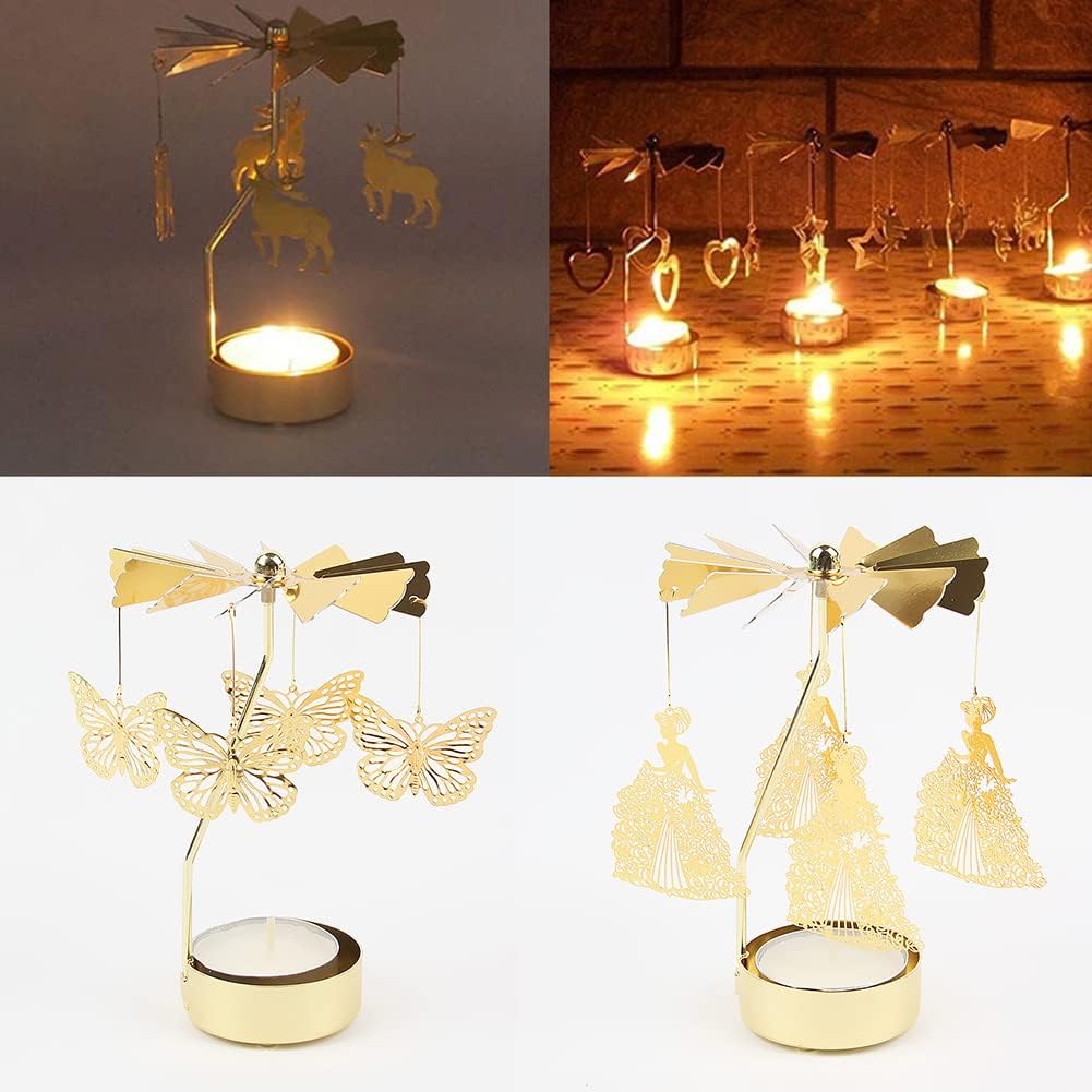 Surakey Gold Spinning Tea Light Candle Holder