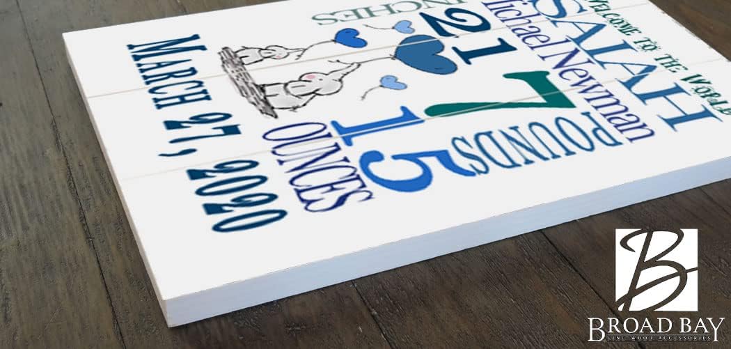 Personalized New Baby Boy Name Sign Birth Announcement Wall Decor