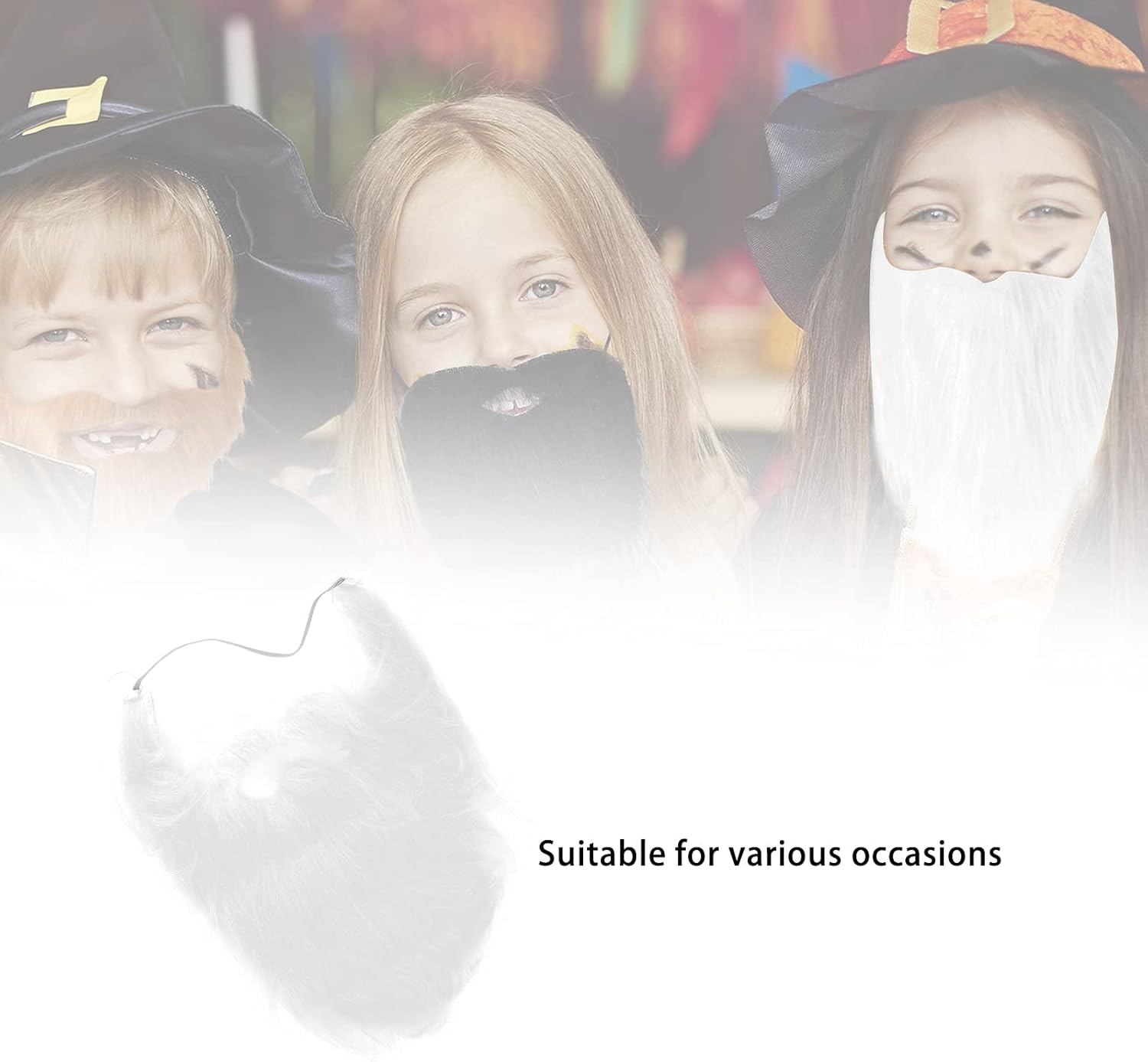 White Plush Fake Beard with Elastic Band for Costume