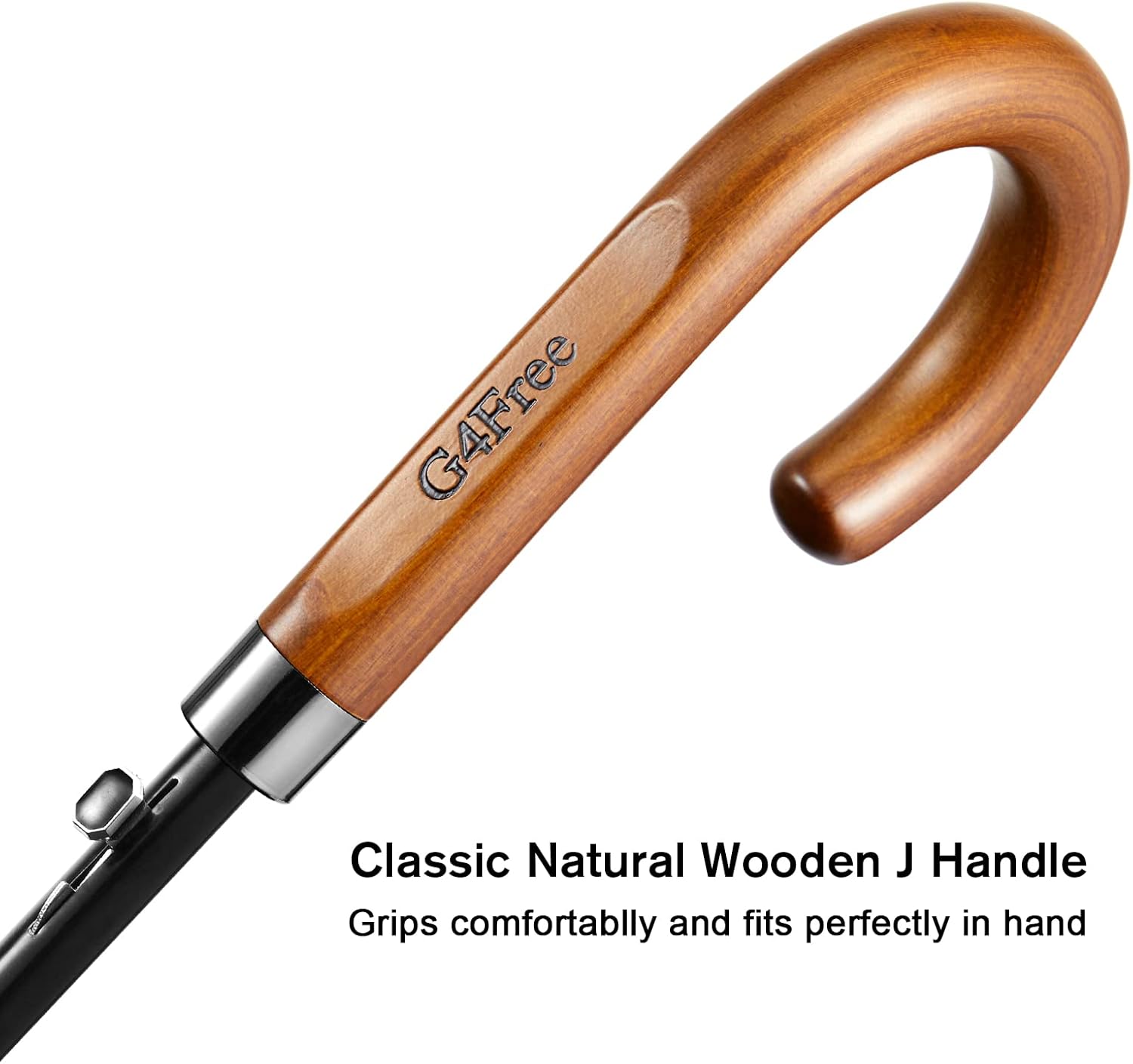 G4Free 54 Inch Windproof Stick Umbrella with Wooden Handle
