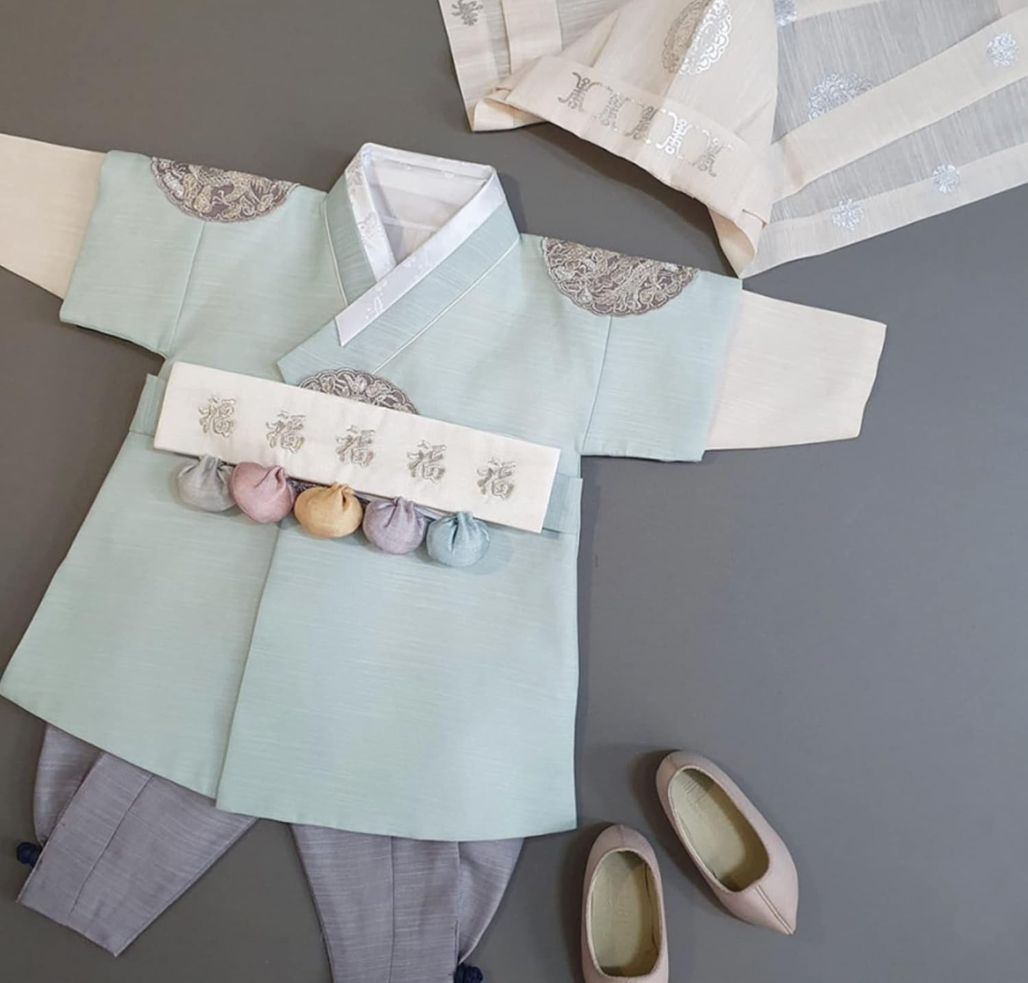 Korean Mint Boy Hanbok for 100 Days to 10 Years Old