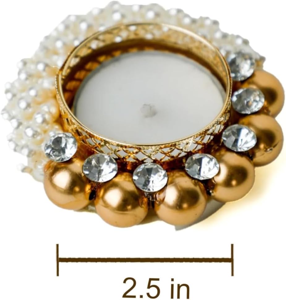 Desi Favors Moti Gold Diya Tea Light Holder Pack of 2