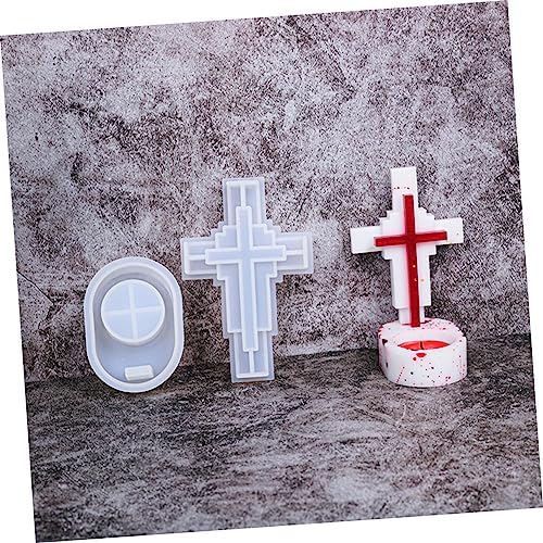 Housoutil 1Set Cross Shape Silicone Candle Stick Holder for Candle Making