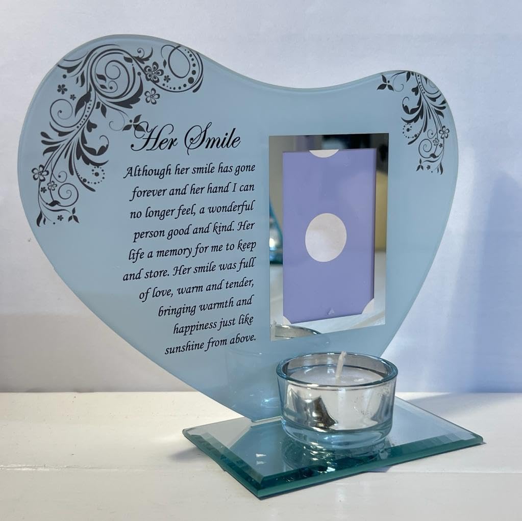 Thorness Her Smile Memorial Plaque with Candle and Photo Holder 1