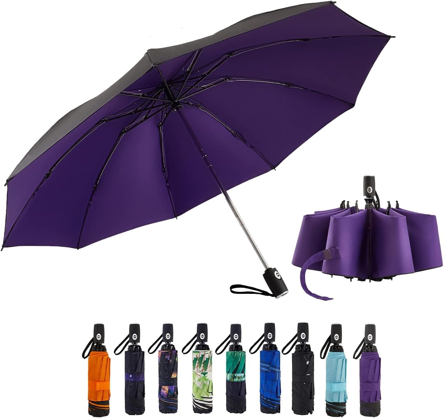 ElifeAcc Windproof Travel Umbrella - Auto Open Close for Men Women