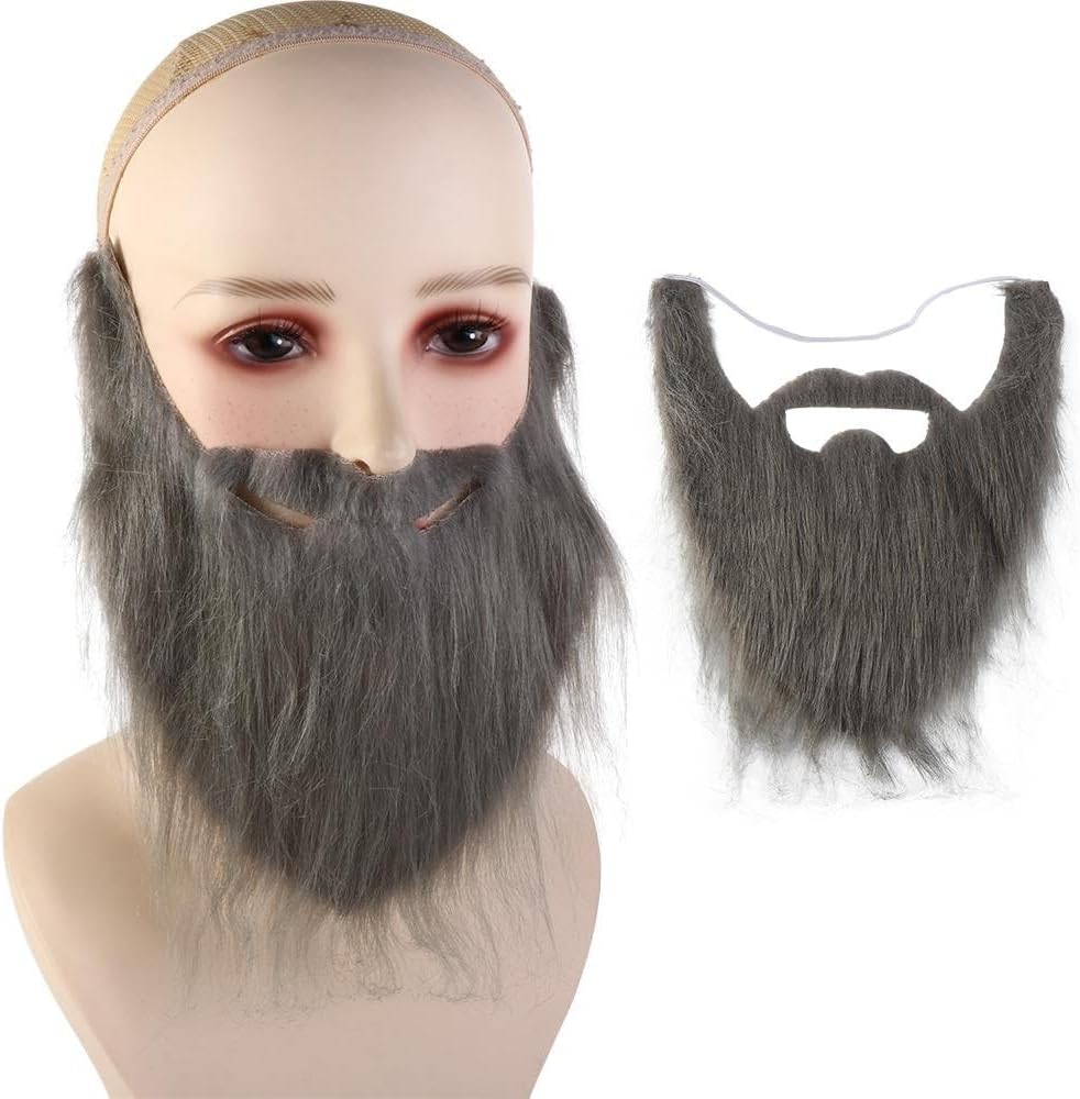 Vctitil 14 Pcs Grey Fake Mustache Facial Hair Disguise