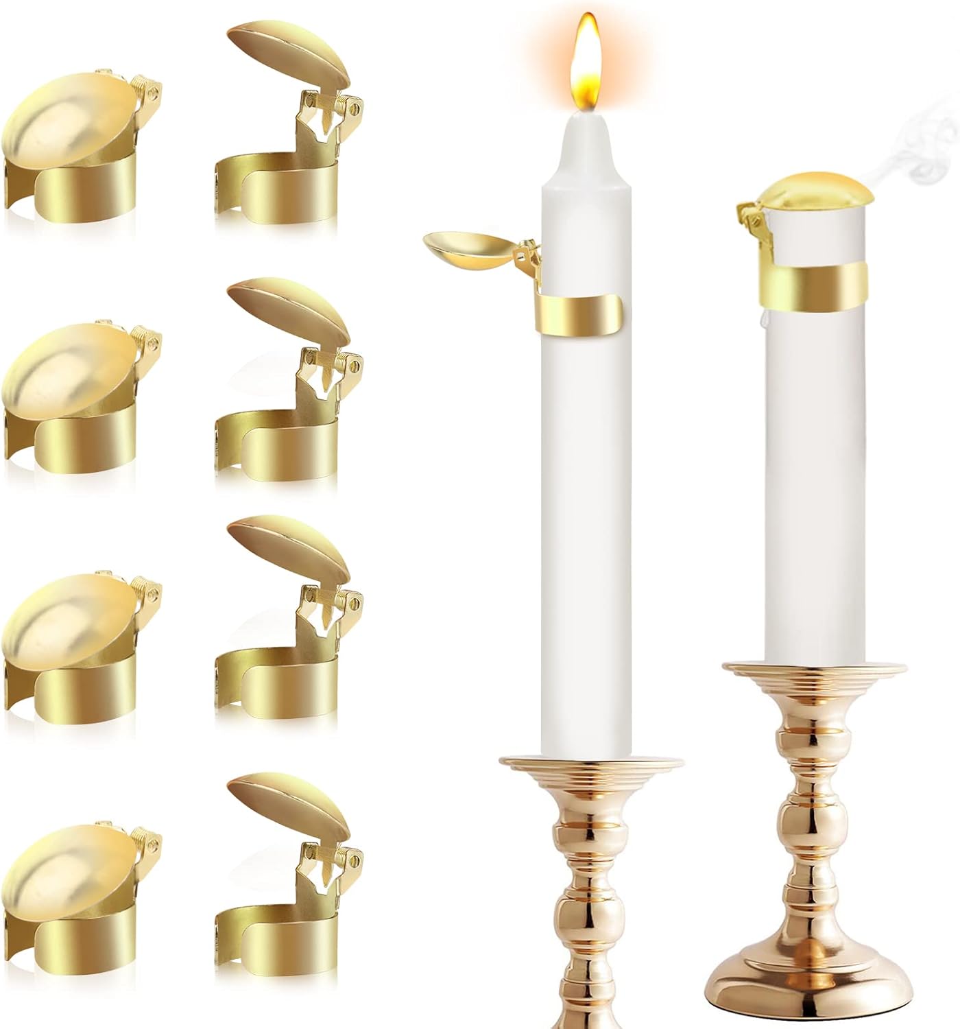 LILANGLI Swedish Candle Extinguishing Ring Set - 8 Pcs Gold Automatic Wick Snuffer Kit