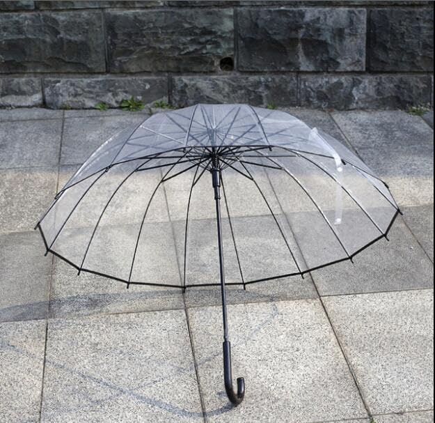 Mokcoliy Thick Transparent Umbrella 16-Rib Auto Open Windproof 1