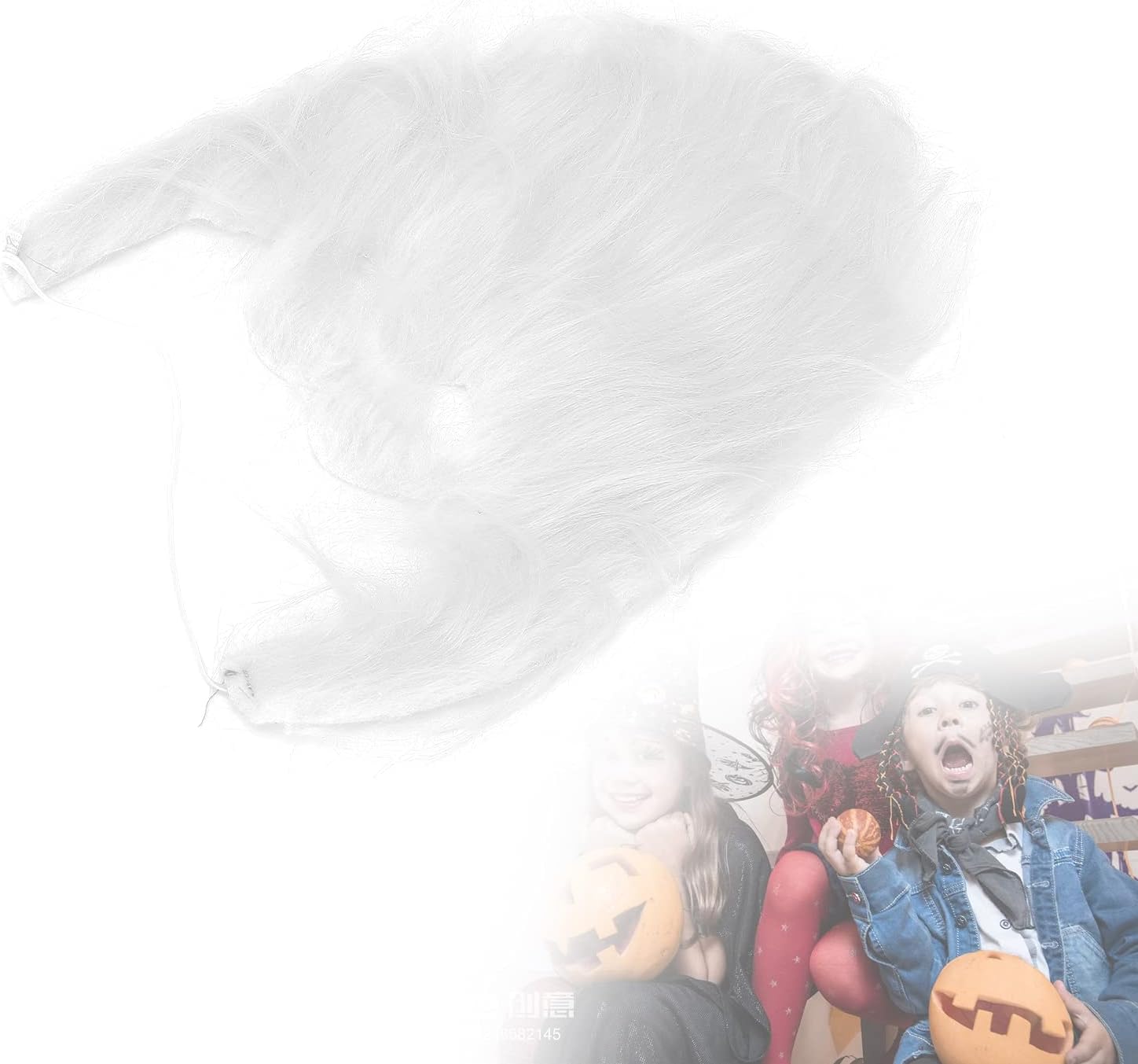 White Plush Fake Beard with Elastic Band for Costume
