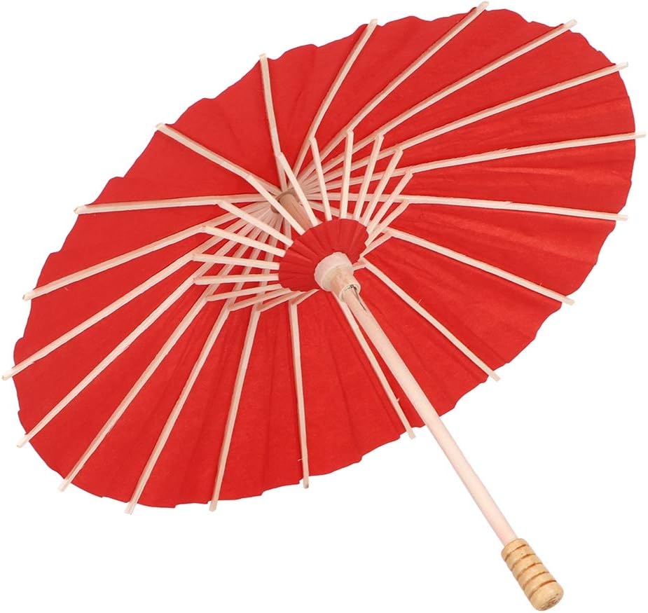 CHEOTIME Handmade Oiled Paper Parasol Umbrella Red