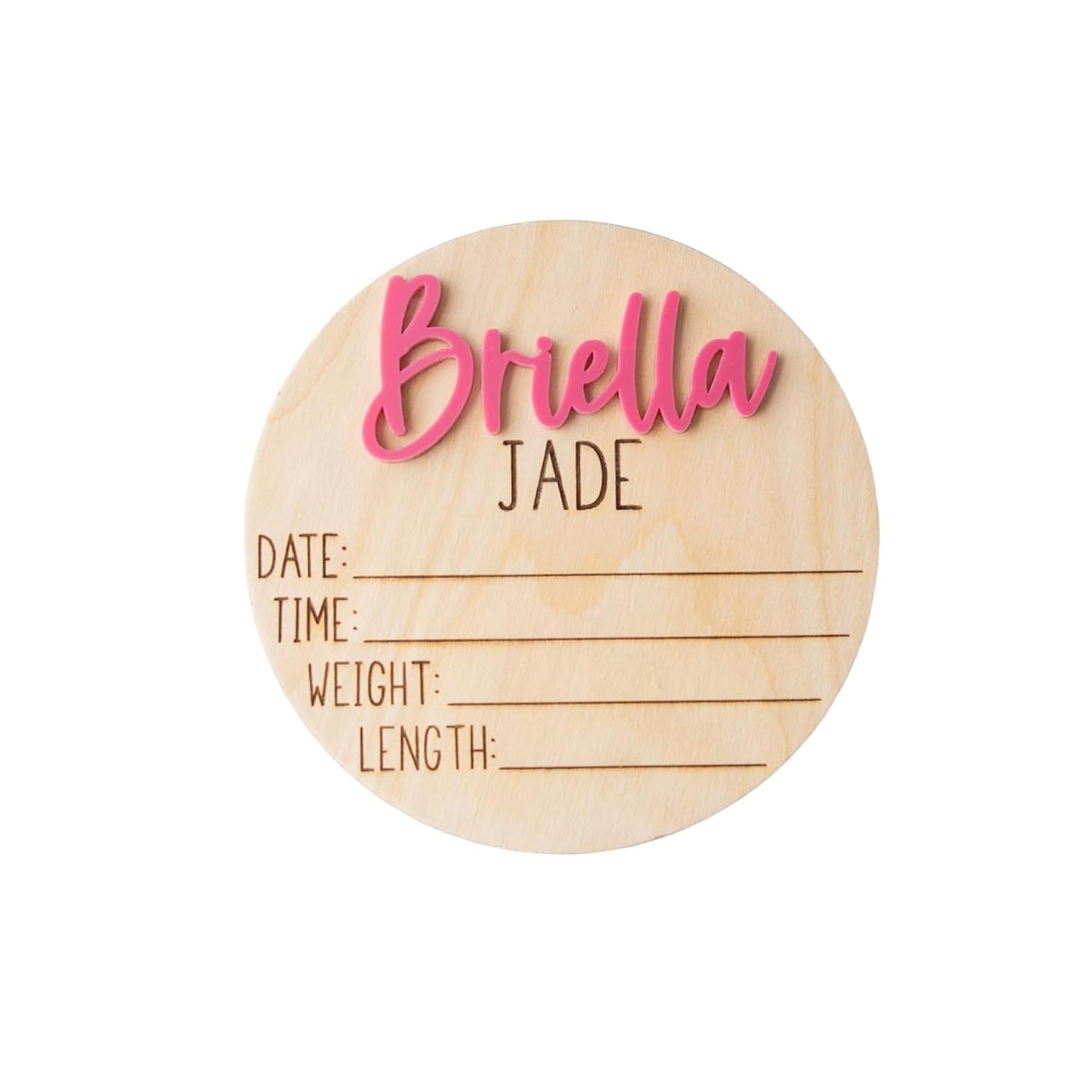 Personalized Newborn Announcement Sign - Wooden Birth Sign with Acrylic Name