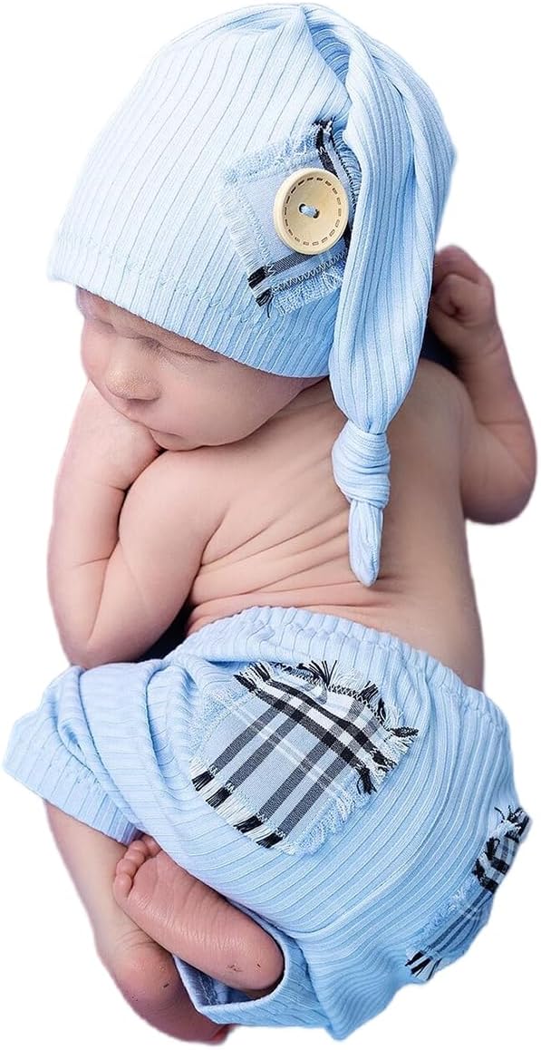 Zeroest Newborn Boy Photo Outfit with Suspenders and Hat