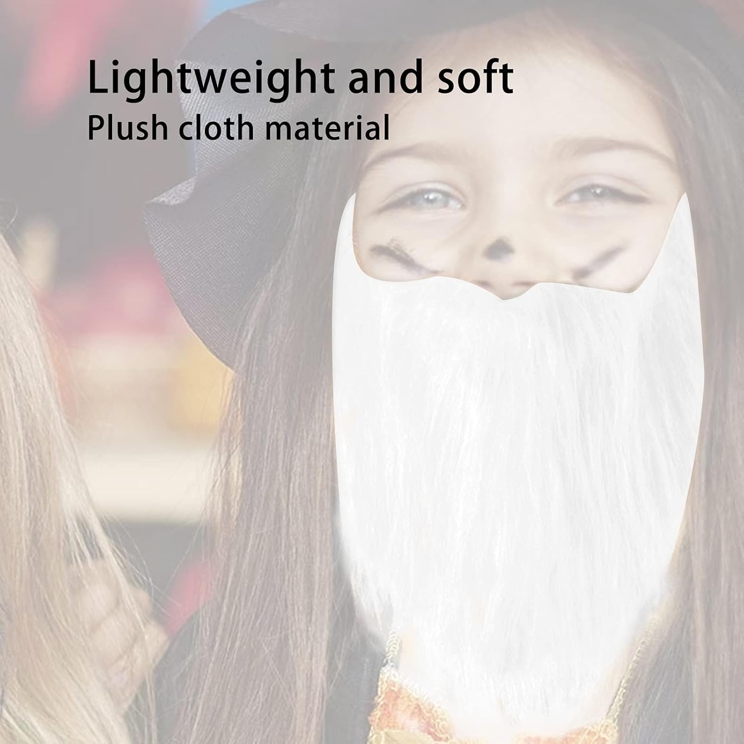 Agatige White False Beard with Elastic Band for Halloween Costume