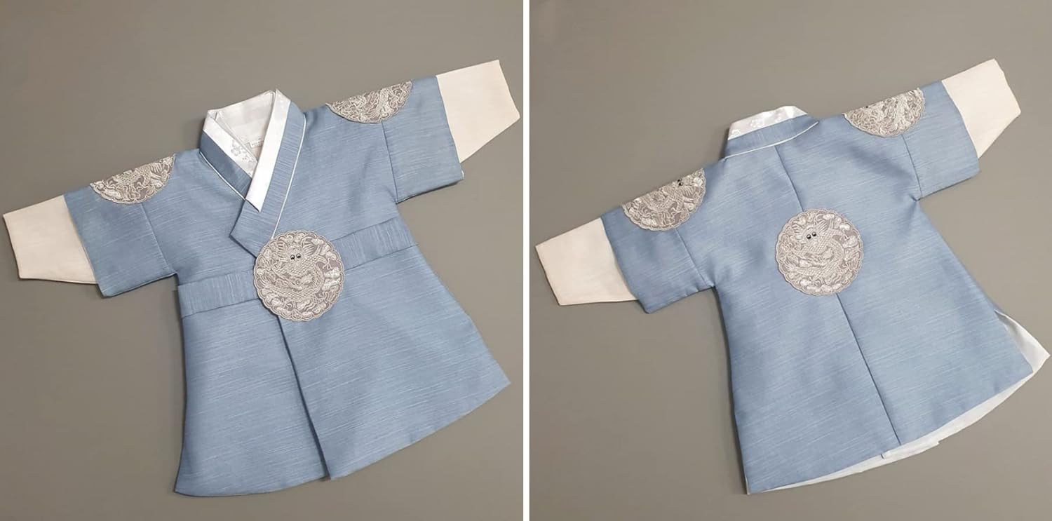 Korean Light Blue Baby Hanbok for 100days10yo