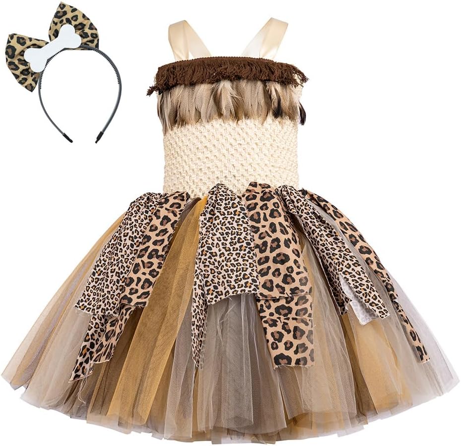 IDOPIP Girl Jungle Safari Halloween Costume Dress