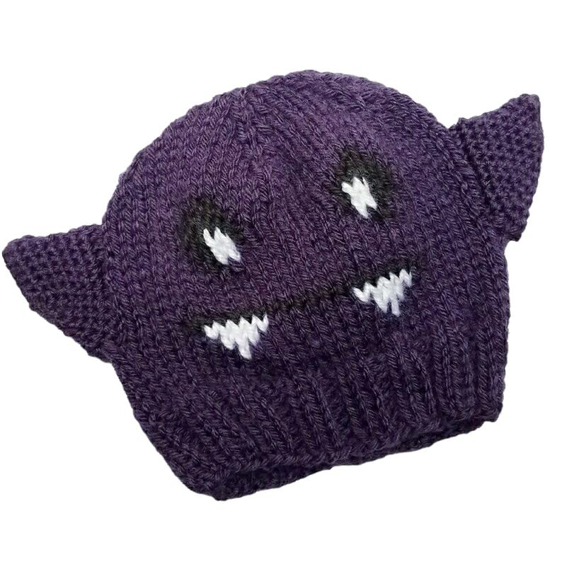 Little Fox Nerdy Knits Purple Bat Beanie Toddler Halloween Costume Hat