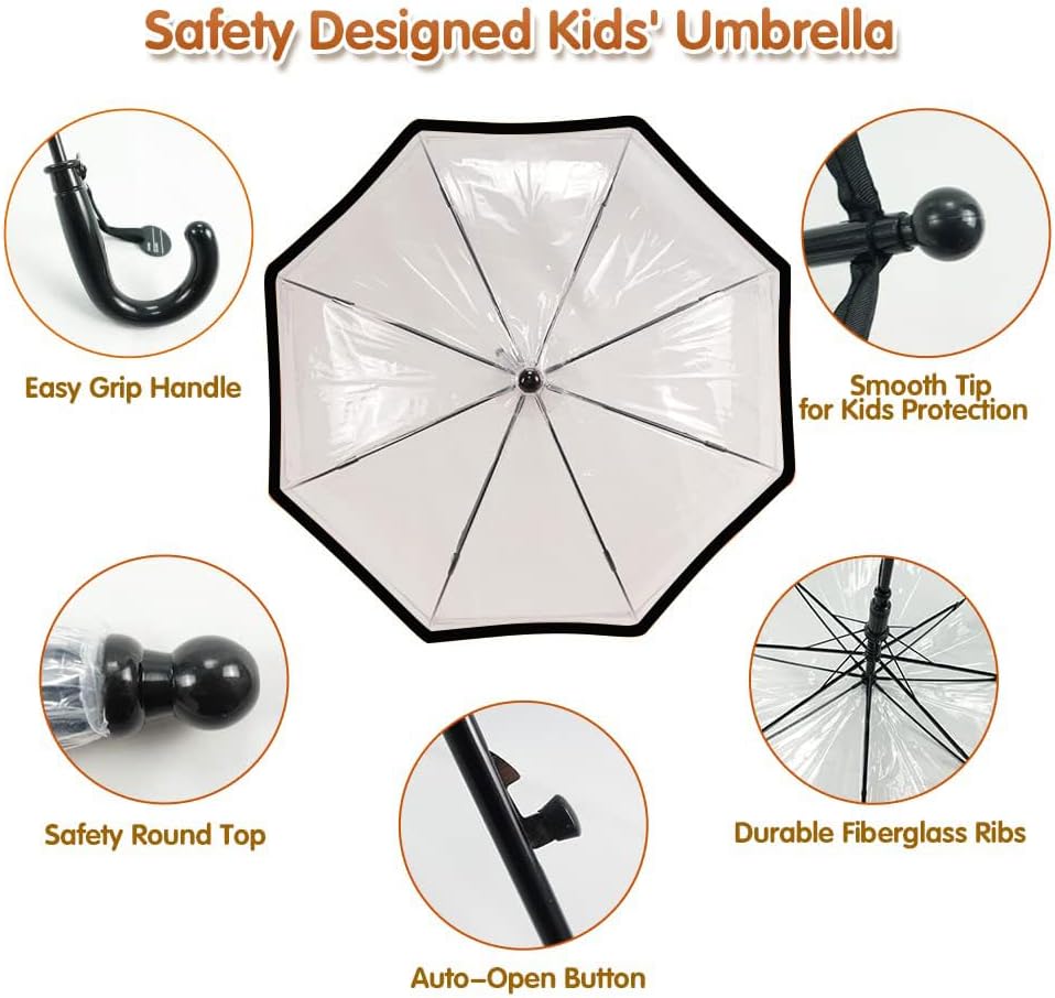 LLanxiry Kids Clear Bubble Umbrella Automatic Open Lightweight