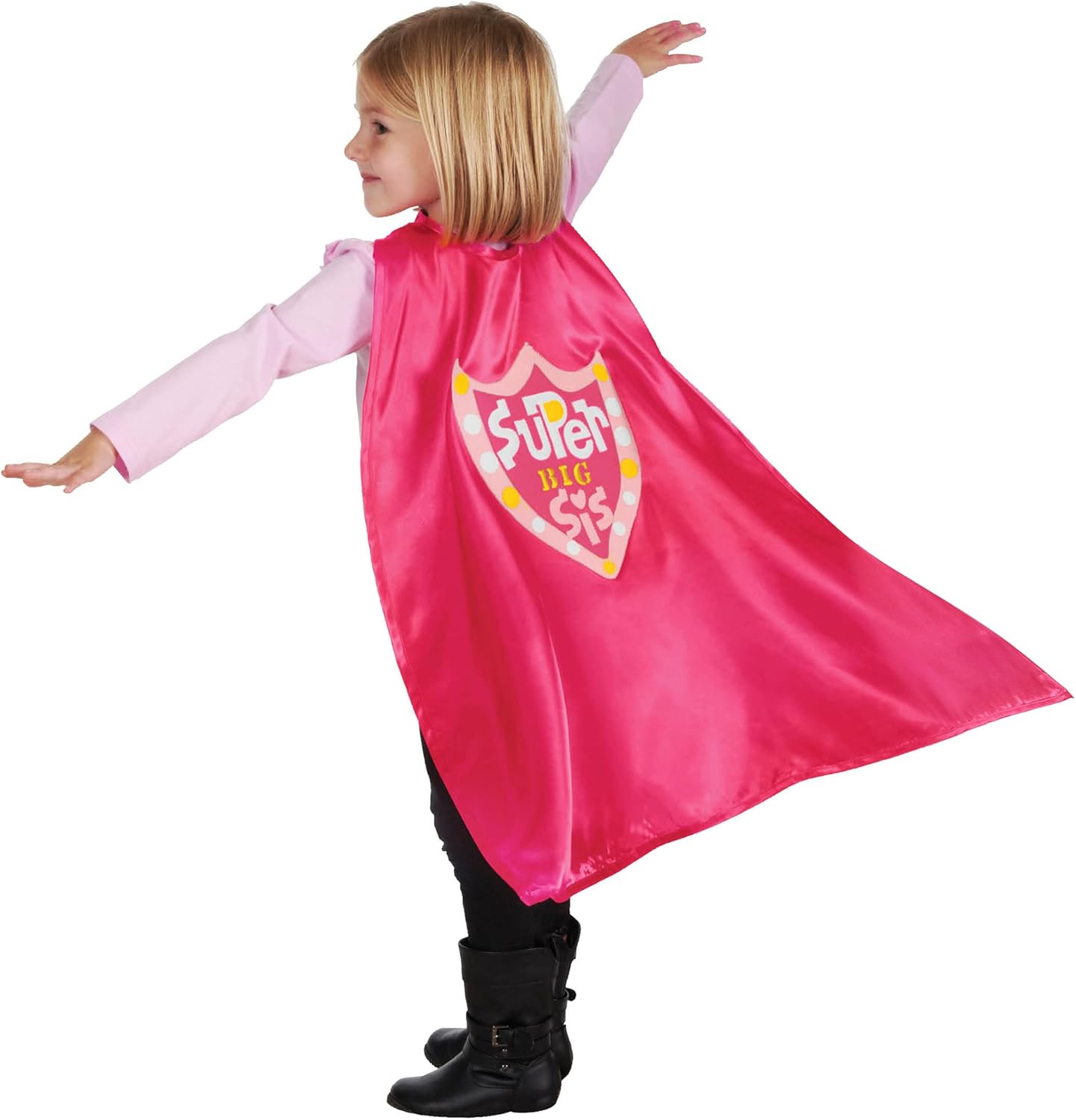 CR Gibson Pink Big Sister Superhero Cape Costume 3pc 22 L