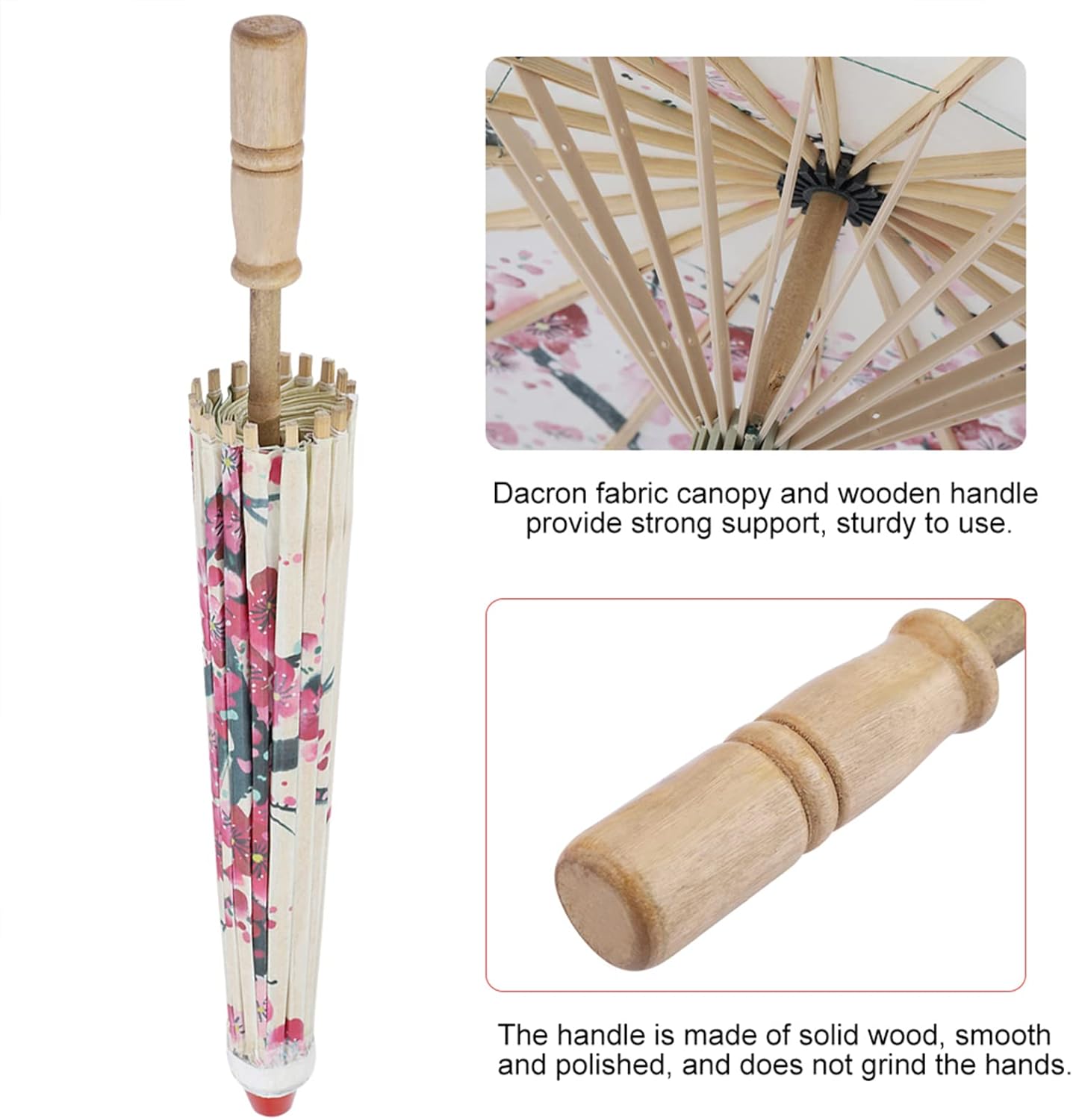 Handcrafted Oiled Tissue Umbrella with Wooden Handle 1